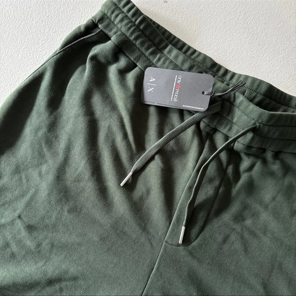 Armani Exchange AX Green Fleece Drawstring 7" Bermuda Sweat Shorts Green Size M - Picture 2 of 7